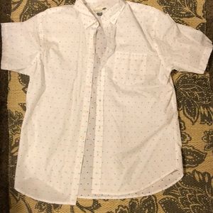 Two Men’s shortsleeved button up shirts.